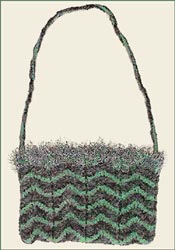 Chevron Felted Bag With Eyelash Trim