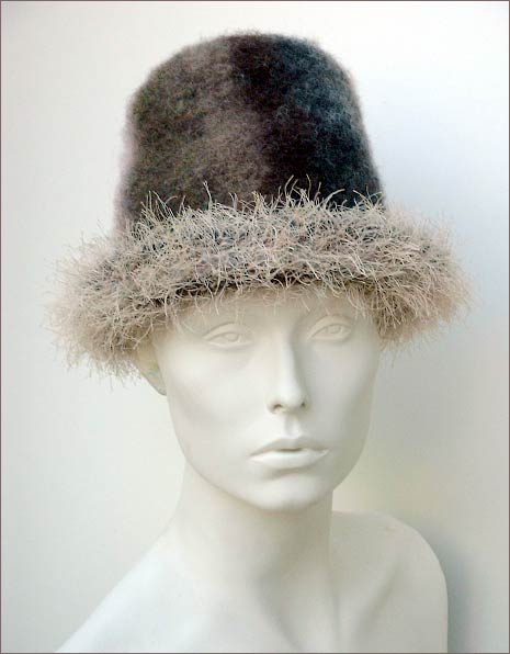 Felted Vertical Striped Brimmed Hat