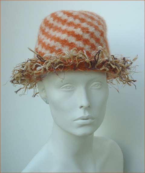 Felted Diagonal Slip Stitch Hat With Brim