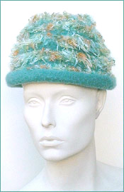 Felted Brim Hat With Novelty Yarn Stripes